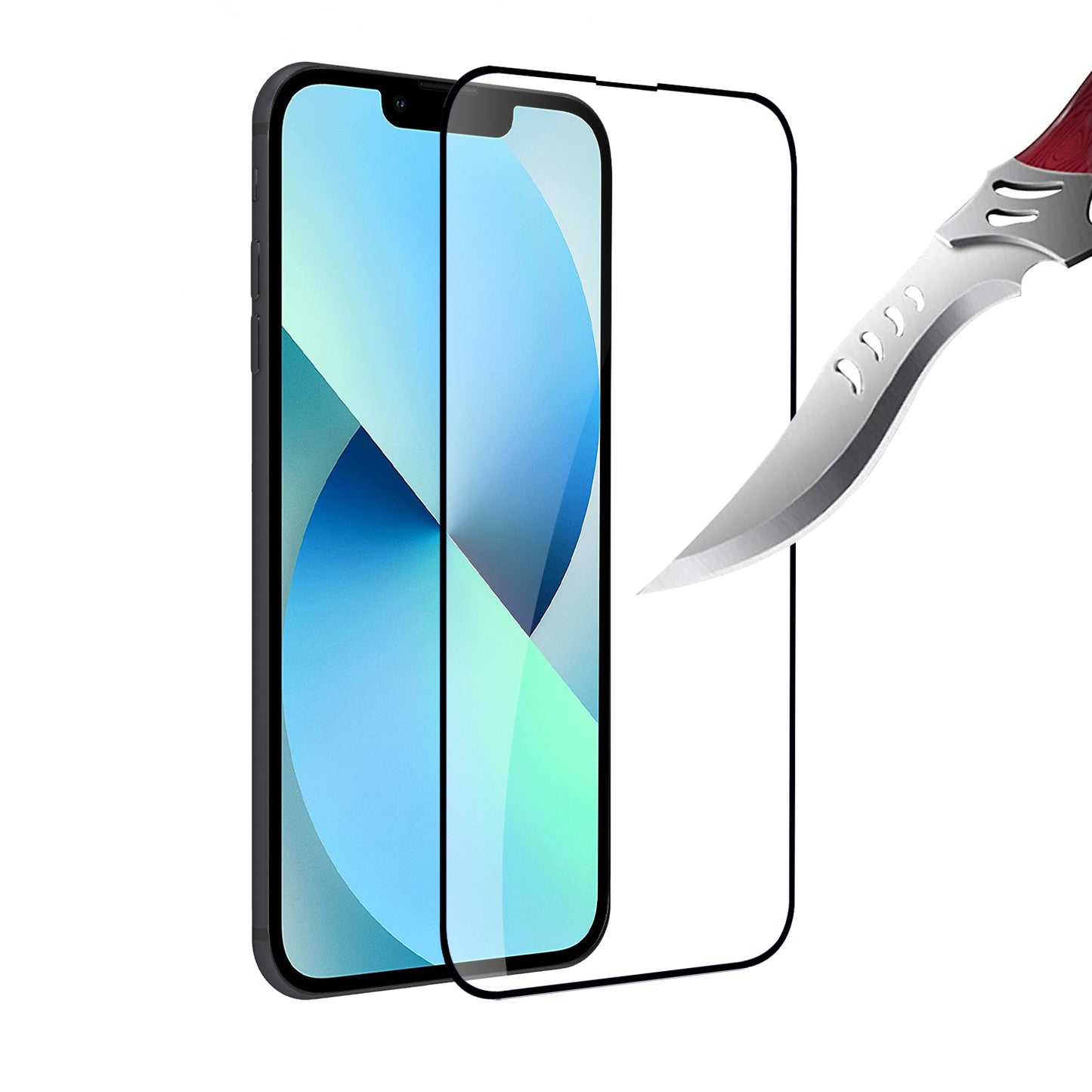 For Apple iPhone 14 (6.1") LTE Tempered Glass Screen Protector [Full Coverage] Curved Fit Black Edged 9H Hardness Glass Screen Protector Clear Black Screen Protector