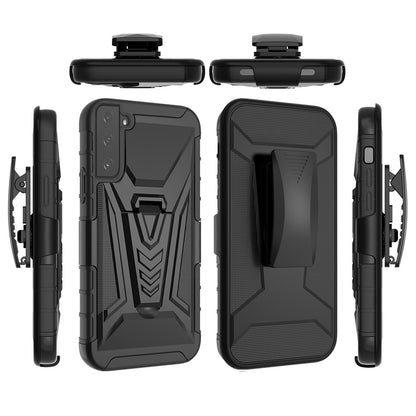 For Samsung Galaxy S21 FE /Fan Edition 3 in 1 Rugged Belt Clip Holster Heavy Duty Tuff Hybrid Armor Rubber with Kickstand Stand  Phone Case Cover