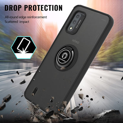 For Wiko Ride 3 Matte Translucent with Ring Stand /Kickstand (Work with Car Mount) Hybrid Shockproof Armor [Military Grade] Bumper  Phone Case Cover