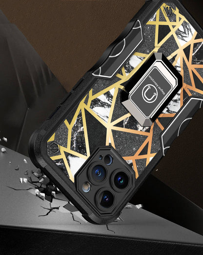 For Motorola Moto G Stylus 5G 2022 Marble IMD Design Hybrid Magnetic Ring Stand Kickstand Heavy Duty Shockproof  Phone Case Cover