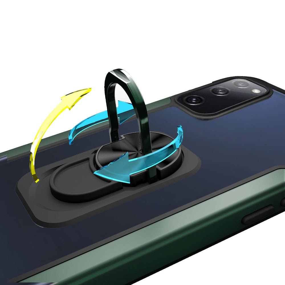 For Samsung Galaxy S20 FE /Fan Edition 5G Clear Alloy Hybrid with Ring Holder Kickstand [Magnetic Car Mount Feature]  Phone Case Cover