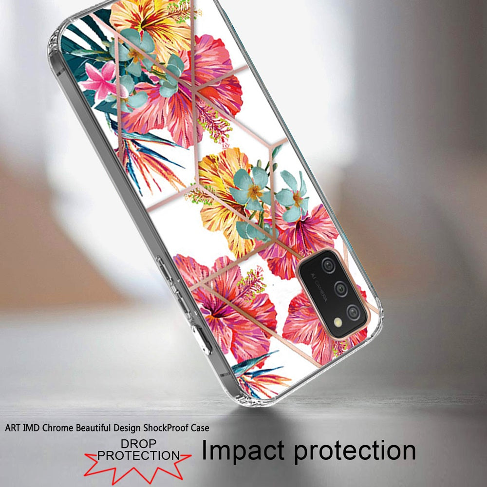 For Samsung Galaxy A02S Fashion Art Floral IMD Design Beautiful Flower Pattern Hybrid Protective Hard PC Rubber TPU Slim Back  Phone Case Cover