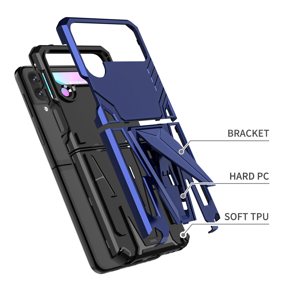 For Samsung Galaxy S22 Hybrid Armor Rugged with Kickstand, Supports Magnetic Car Mount Dual Layer Hard PC Protective Blue Phone Case Cover