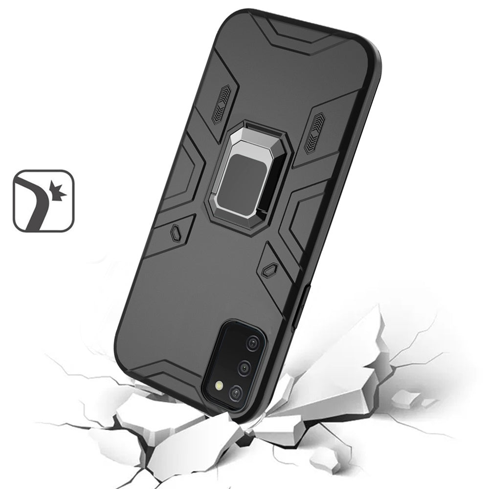 For Samsung Galaxy A03S Slim Thin Rugged Shockproof Hybrid with Magnetic Ring Stand Holder Hard PC Silicone TPU Rubber  Phone Case Cover
