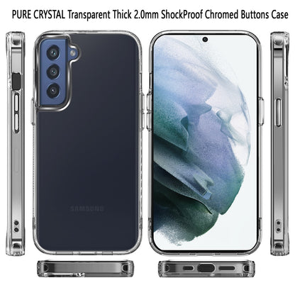 For Samsung Galaxy S22 /Plus Ultra Hybrid HD Crystal Clear Hard PC Back Gummy TPU Frame Slim Thin Fit with Chromed Buttons  Phone Case Cover