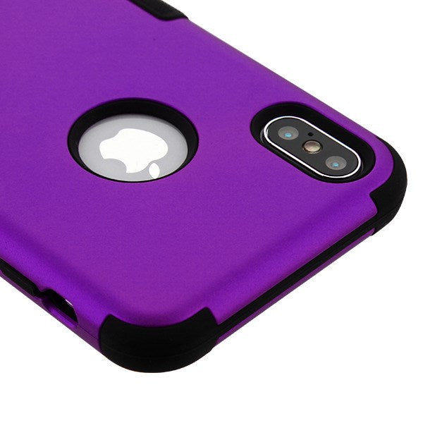 For Apple iPhone XS Max Hybrid Three Layer Hard PC Shockproof Heavy Duty TPU Rubber Anti-Drop Purple Phone Case Cover