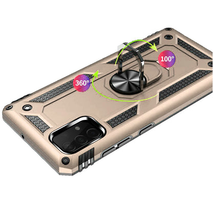 For Samsung Galaxy A22 5G Armor Hybrid Durable 360 Degree Rotatable Ring Stand Holder Kickstand 2in1 Fit Magnetic Car Mount Gold Phone Case Cover