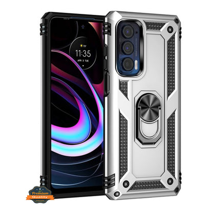 For Motorola Edge 2021 Shockproof Hybrid Dual Layer PC + TPU with Rotating Ring Stand Metal Kickstand Heavy Duty Armor Shell  Phone Case Cover