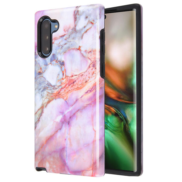 For Samsung Galaxy Note 10 (6.3) Slim Hybrid Dual Layer Shockproof Hard TPU Graphic Fashion Design Marbling Pink Marble Phone Case Cover