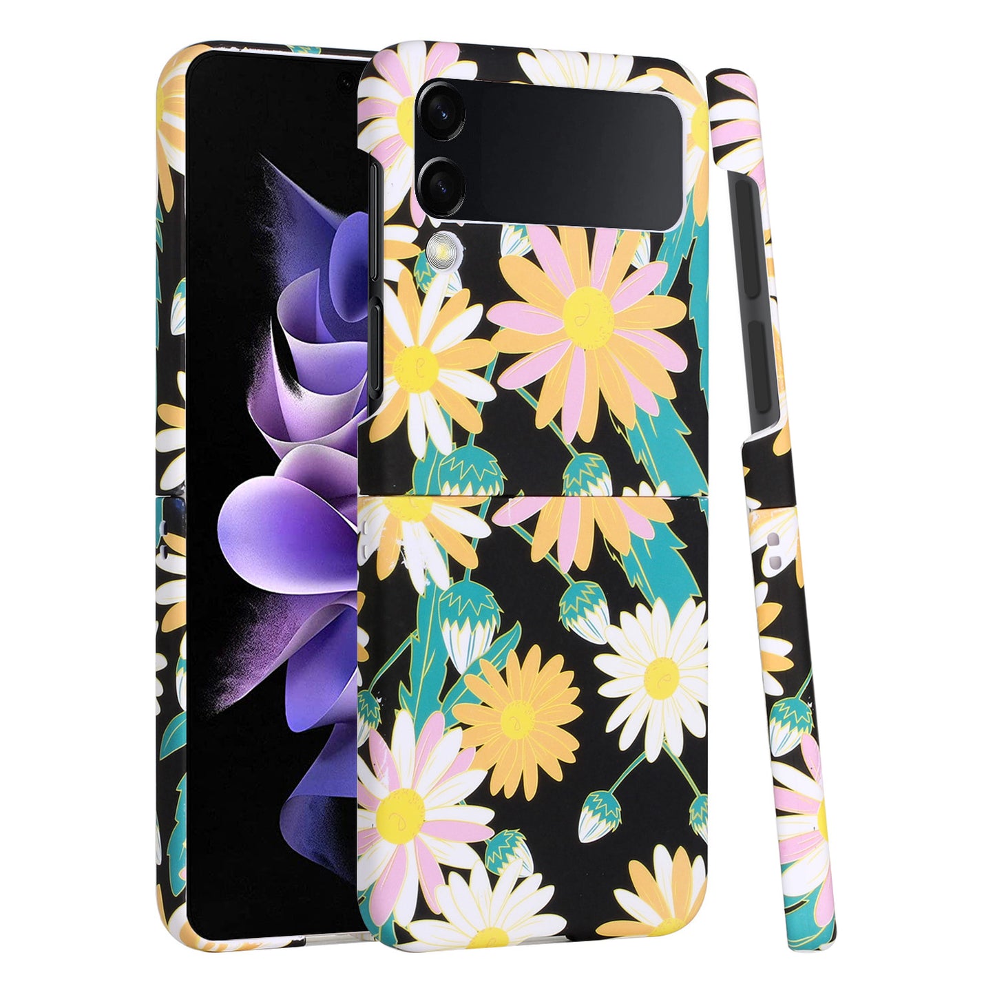 For Samsung Galaxy Z Flip 4 5G Bliss Floral Stylish Design Hybrid Rubber TPU Hard PC Shockproof Armor Slim  Phone Case Cover