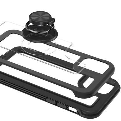 For Samsung Galaxy S22 Transparent Magnetic Ring Stand Hybrid with 360 Degree Rotation Kickstand Armor Bumper Defender  Phone Case Cover