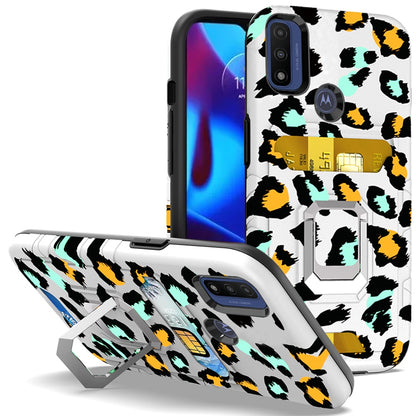 For Motorola Moto G Power 2022 Stylish Wallet Case Designed Credit Card Holder & Magnetic Kickstand Ring Heavy Duty Hybrid  Phone Case Cover