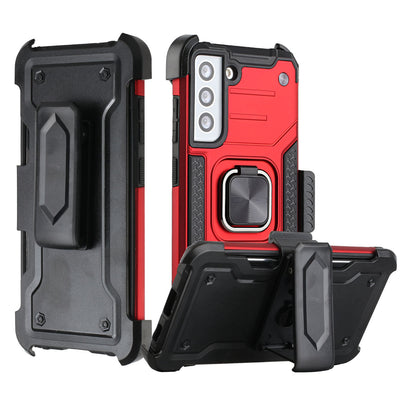 For Samsung Galaxy S21 FE /Fan Edition Holster Combo Clip 3 in 1 Armor Hybrid with Ring Kickstand Shockproof Rugged Dual Layer  Phone Case Cover