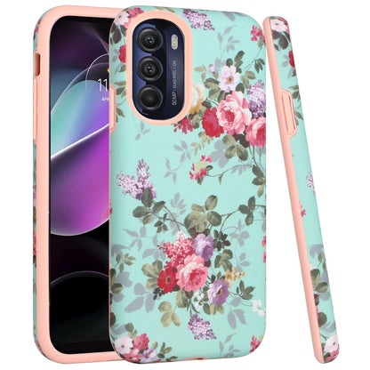 For Motorola Moto G 5G 2022 Bliss Floral Stylish Design Hybrid Rubber TPU Hard Shockproof Armor Slim  Phone Case Cover