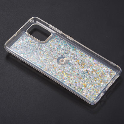 For Boost Mobile Celero 5G Hybrid Glitter Luxury Bling Sparkling Liquid Quicksand Glittering Sparkle TPU Rubber PC with Ring Stand Holder Kickstand  Phone Case Cover