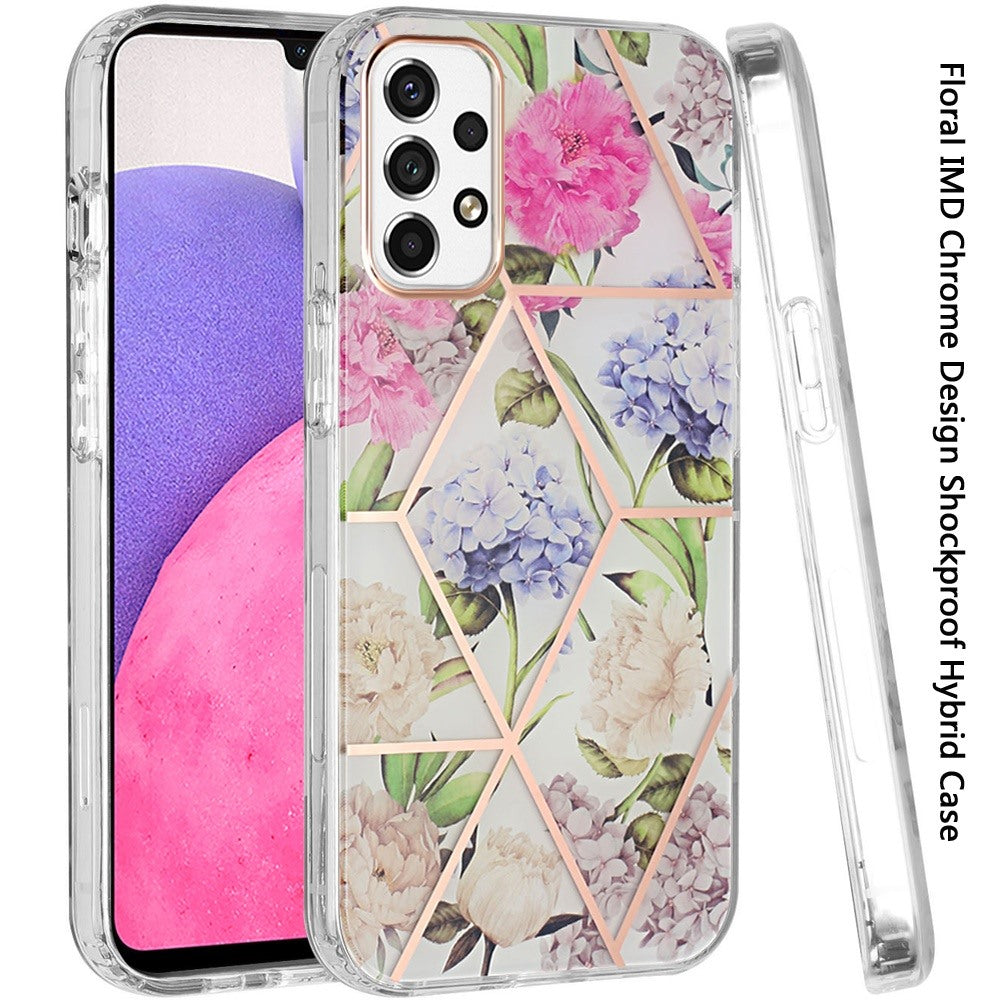 For Samsung Galaxy A33 5G Fashion Floral IMD Design Flower Pattern Hybrid Protective Hard PC Rubber TPU Slim Hard Back  Phone Case Cover