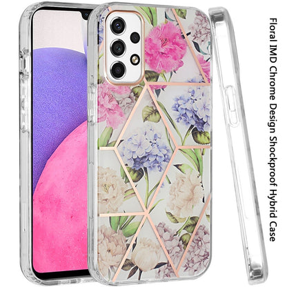 For Samsung Galaxy A33 5G Fashion Floral IMD Design Flower Pattern Hybrid Protective Hard PC Rubber TPU Slim Hard Back  Phone Case Cover