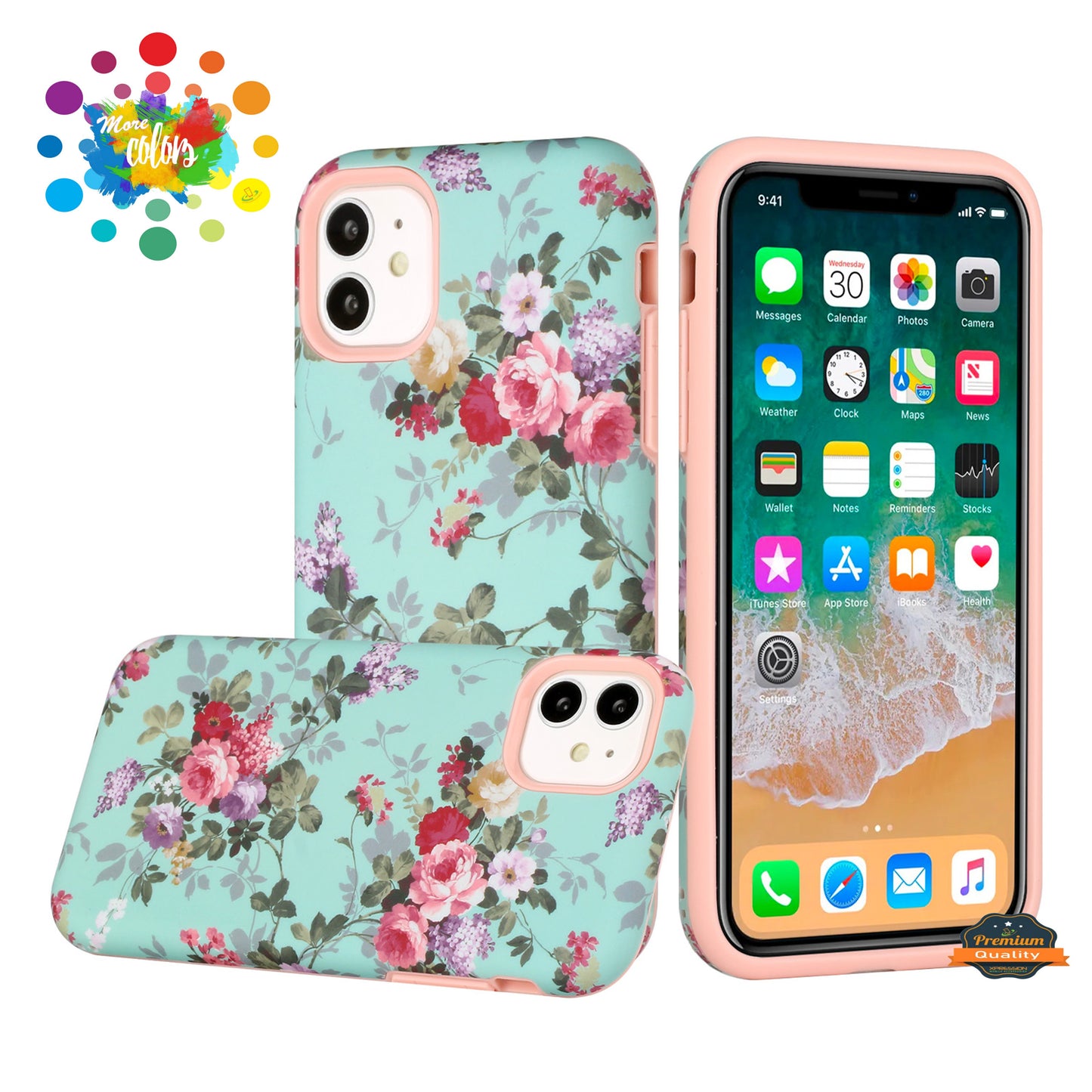 For Apple iPhone 13 Pro Max (6.7") Bliss Floral Stylish Design Hybrid Rubber TPU Hard Shockproof Armor Slim  Phone Case Cover