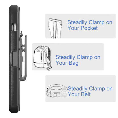 For Apple iPhone 13 / Pro Max Heavy Duty Cases with Rotatable Holster Kickstand Belt Clip Combo Hard PC + TPU Rugged Hybrid Bumper  Phone Case Cover