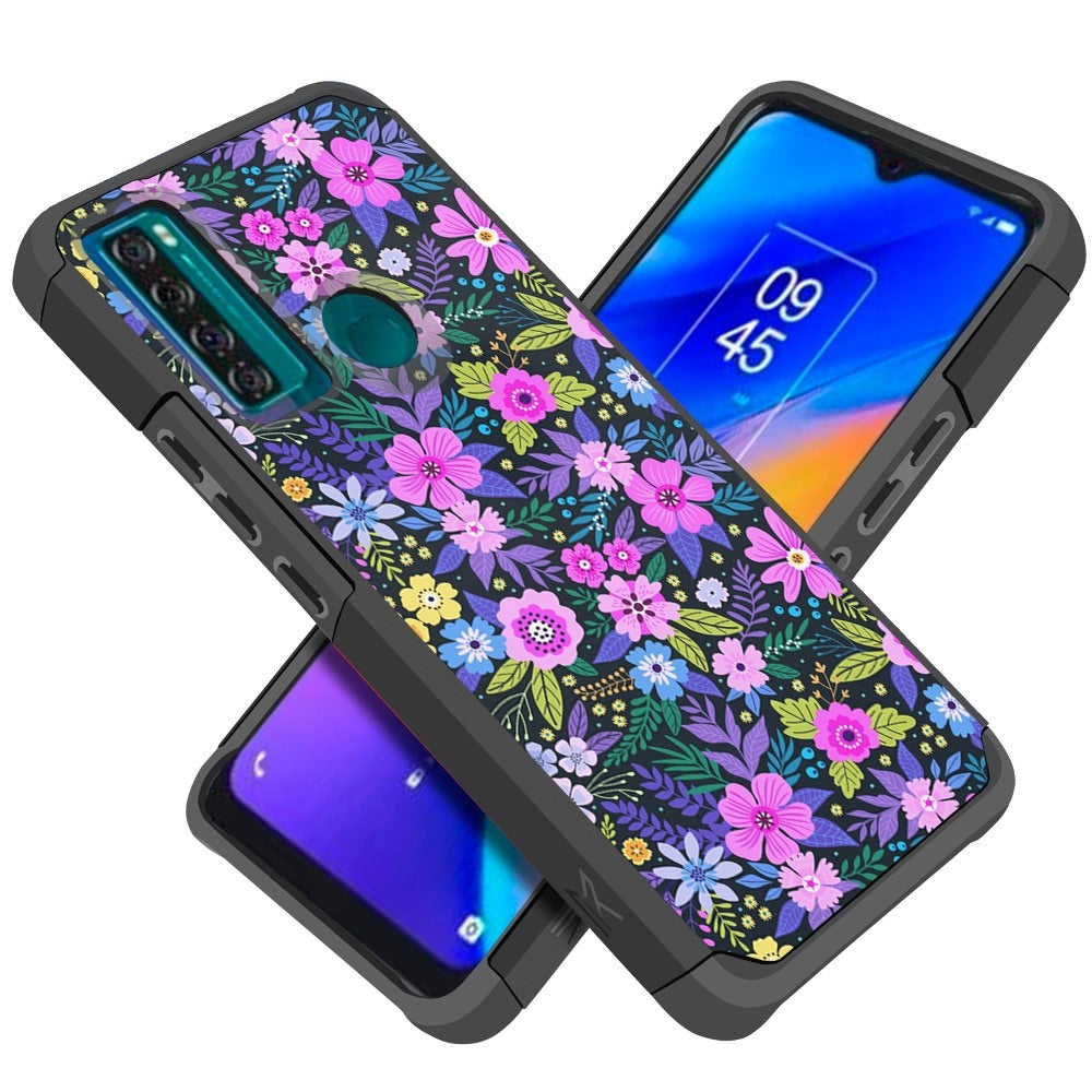 For TCL 20 XE Graphic Design Pattern Hard PC & Soft TPU Silicone Protection 2in1 Hybrid Shockproof Armor Rugged Bumper  Phone Case Cover