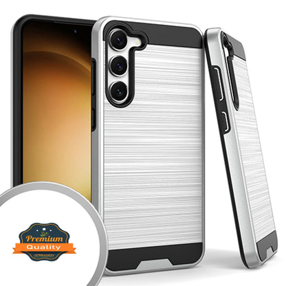 For Samsung Galaxy A54 5G Hybrid Brushed Metal Texture Rugged Slim Shockproof Dual Layers 2-Piece Hard PC + Soft TPU  Phone Case Cover