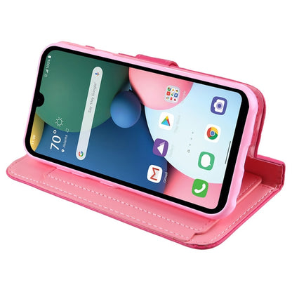 For LG K31 /Aristo 5/Fortune 3/Tribute Monarch / Phoenix 5 PU Leather Wallet with Credit Card Holder Storage Flip Pouch Stand Pink Phone Case Cover