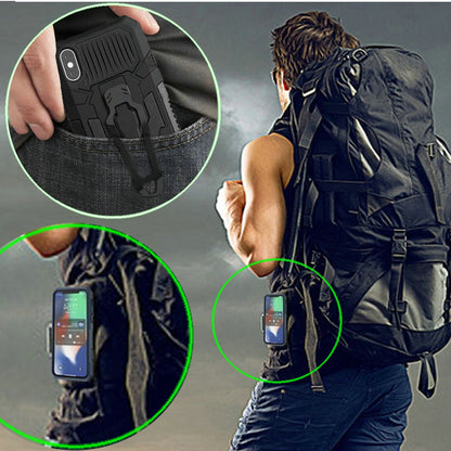 For Samsung Galaxy S21 FE /Fan Edition Rugged Heavy Duty Dual Layers Hybrid Shockproof Shell with Built in Metal Clip Holder & Kickstand  Phone Case Cover