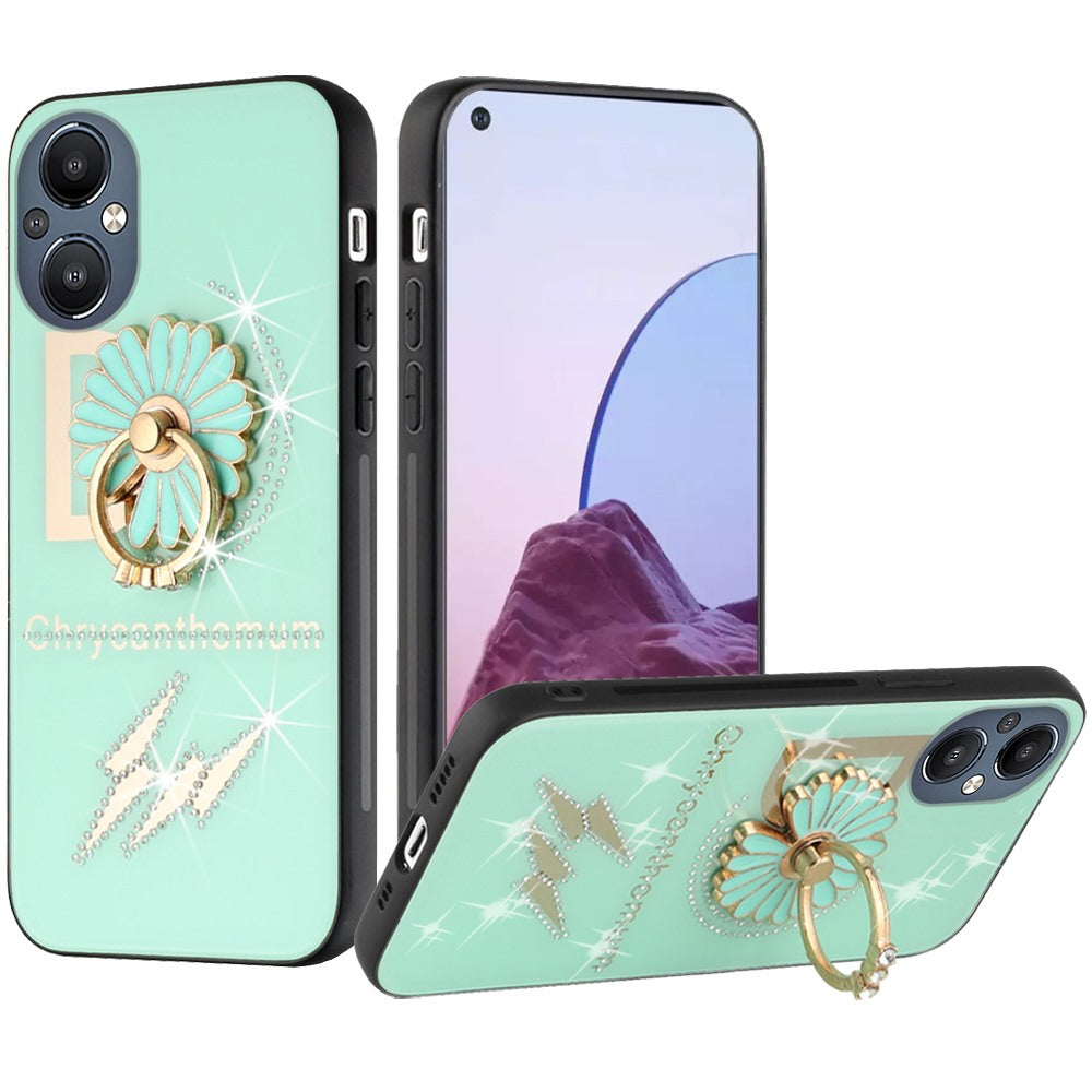 For OnePlus Nord N20 5G Diamond Bling Sparkly Glitter Ornaments Engraving Hybrid Ring Stand Holder Rugged Fashion  Phone Case Cover