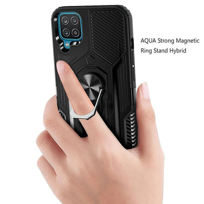 For Samsung Galaxy A12 5G Military Grade Hybrid Heavy Duty 2 in 1 Protective Hard PC and Soft Silicone with Ring Stand Holder  Phone Case Cover