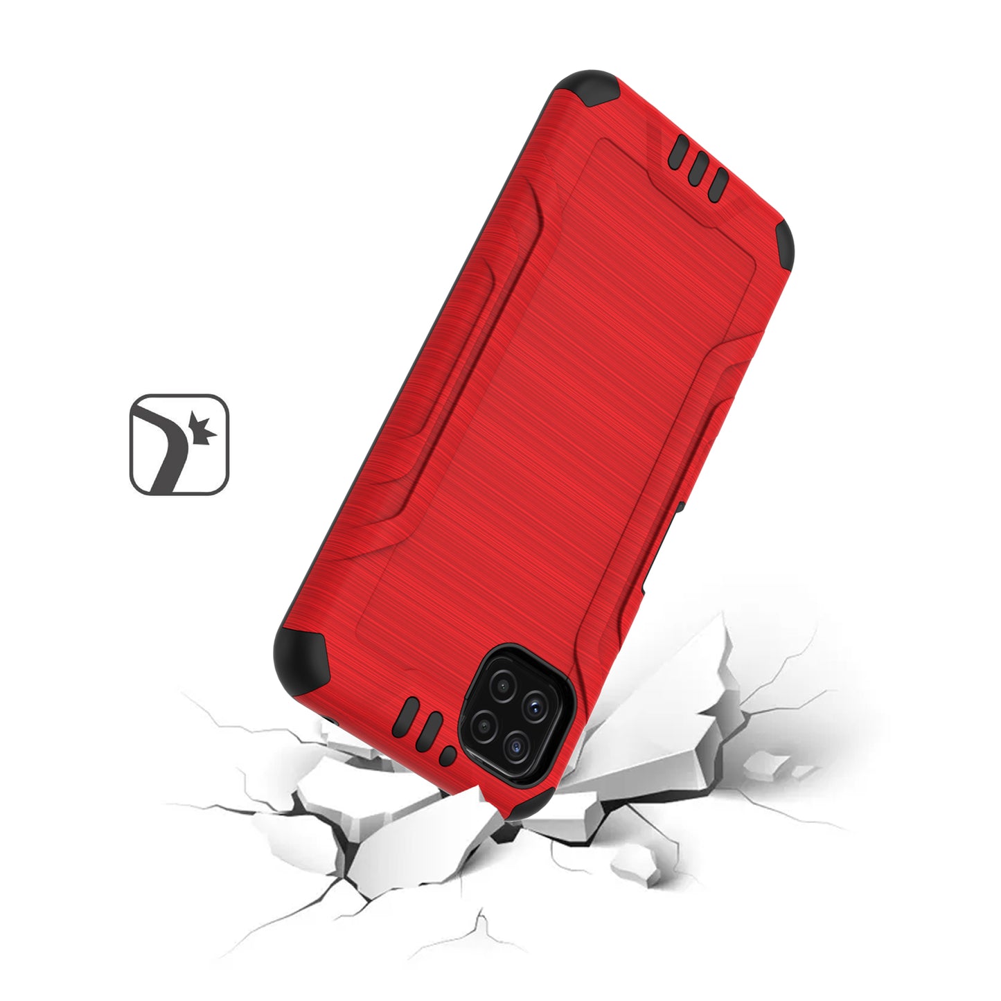 For Samsung Galaxy A22 5G Hybrid Dual Layer Slim Defender Armor Tuff Metallic Brush Texture Finishing Shockproof Hard TPU Rubber  Phone Case Cover