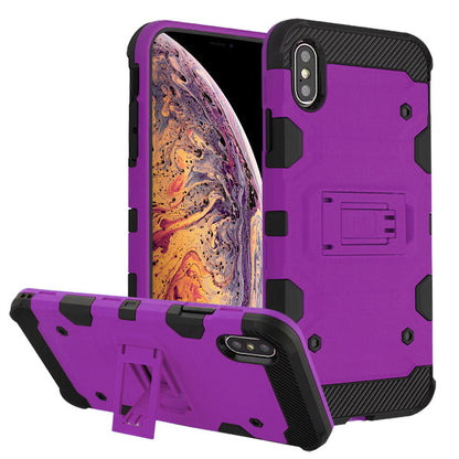 For Apple iPhone XS Max Hybrid Dual Layer Hard PC with Kickstand Shockproof TPU Rugged Stand Purple Phone Case Cover