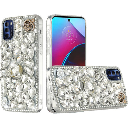 For Motorola Moto G Stylus 2022 4G Bling Clear Crystal 3D Full Diamonds Luxury Sparkle Rhinestone Hybrid  Phone Case Cover