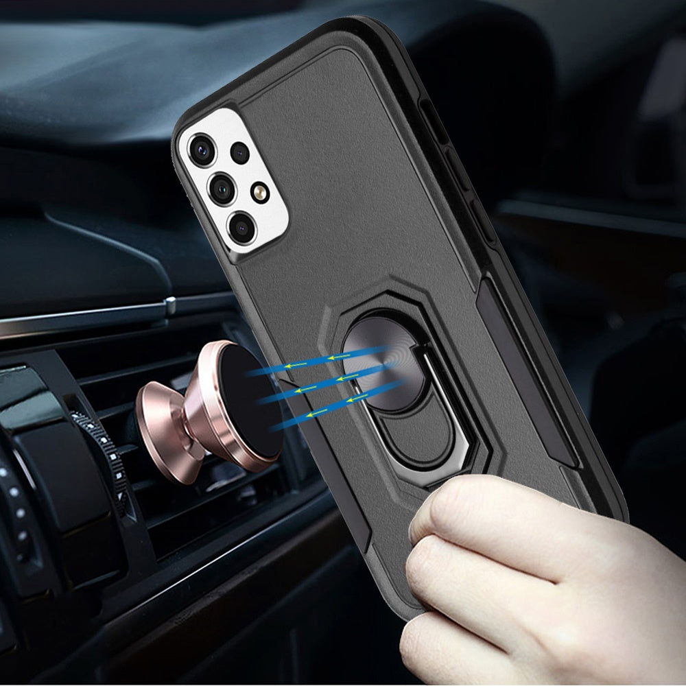 For Samsung Galaxy A53 5G Hybrid Rugged Hard Drop-Proof 3 Layer Protection Military Grade Armor with Metal Ring Stand  Phone Case Cover
