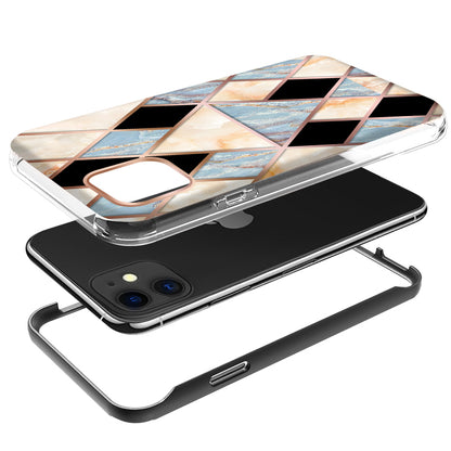 For Apple iPhone 13 Pro Max (6.7") Dual Layer Hybrid Shockproof Fashion Design IMD Electroplating 2in1 Hard Rubber Frame  Phone Case Cover