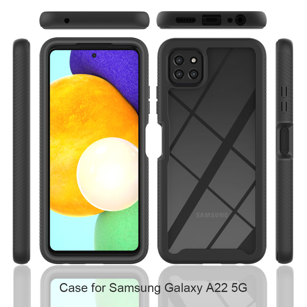 For Boost Mobile Celero 5G Hybrid Clear Shockproof Dual Layer Protection Hard Rugged PC and Soft TPU Silicone Bumper Frame Back Clear Black Phone Case Cover