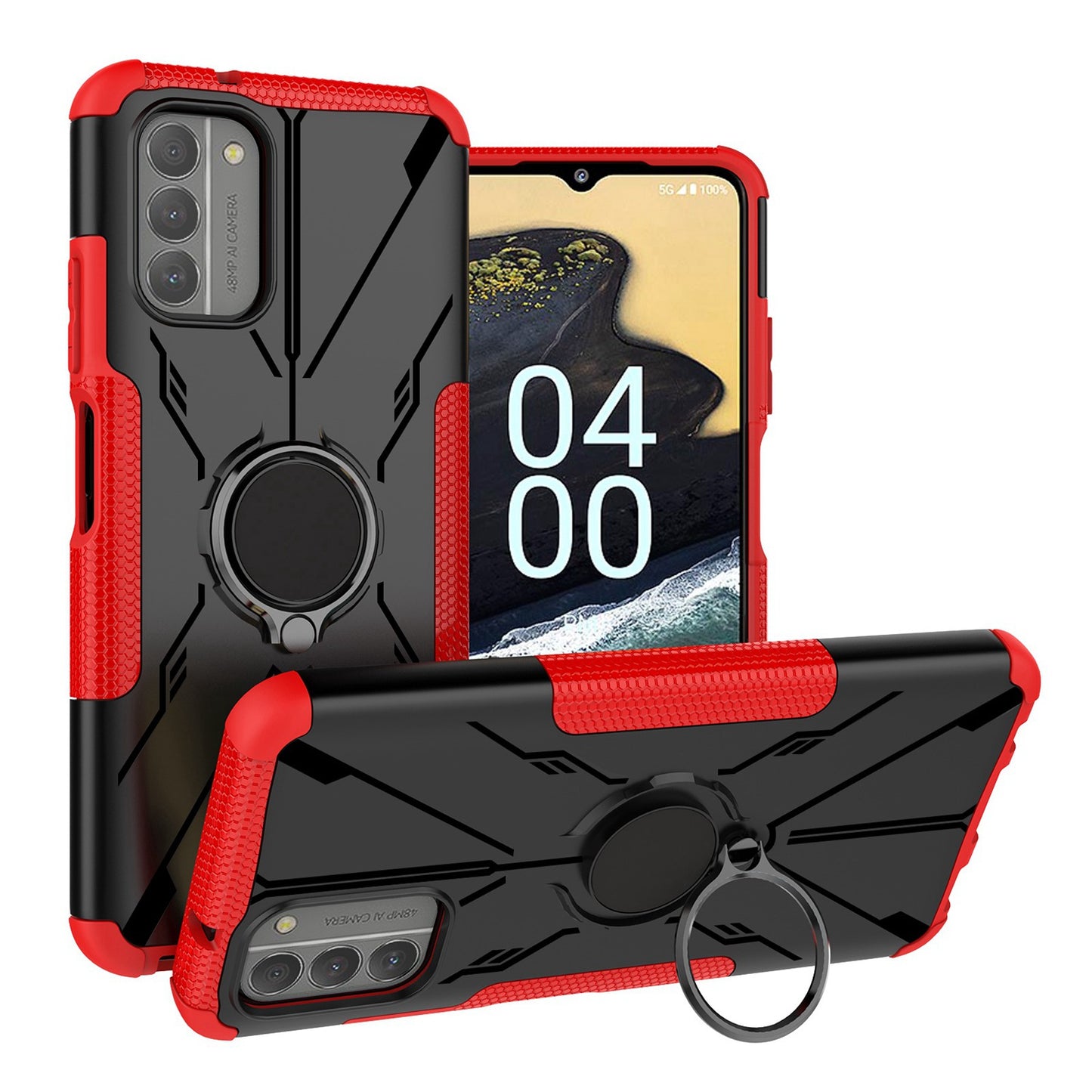 For Nokia G100 4G Hybrid 2in1 Rugged Hard TPU Shock-Absorbing with Magnetic Rotatable Ring Kickstand  Phone Case Cover