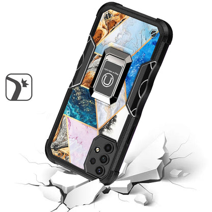 For Samsung Galaxy A23 5G Marble Stone Design Hybrid Armor with Magnetic Ring Stand Kickstand Heavy Duty Rugged  Phone Case Cover