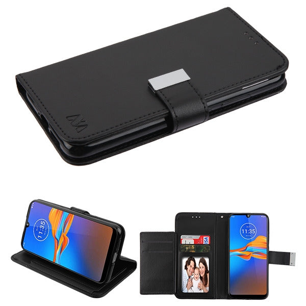 For Motorola Moto E6 Plus PU Leather Wallet with Credit Card Holder Storage Folio Flip Pouch Stand  Phone Case Cover