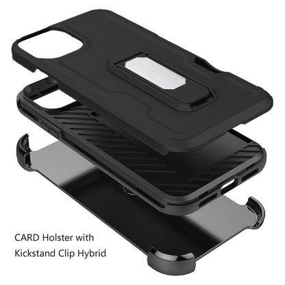 For Apple iPhone 13 / Pro Max Mini Armor Belt Clip with Credit Card Holder, Holster, Kickstand Protective Full Body Heavy Duty Hybrid  Phone Case Cover