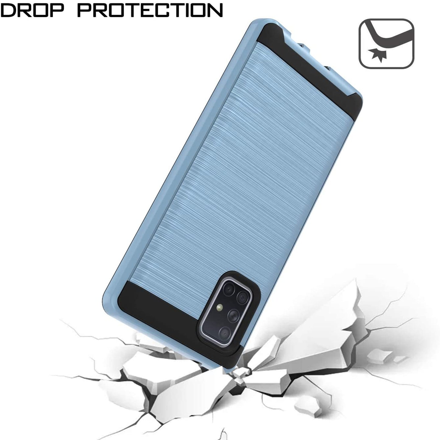 For Samsung Galaxy A54 5G Hybrid Brushed Metal Texture Rugged Slim Shockproof Dual Layers 2-Piece Hard PC + Soft TPU  Phone Case Cover