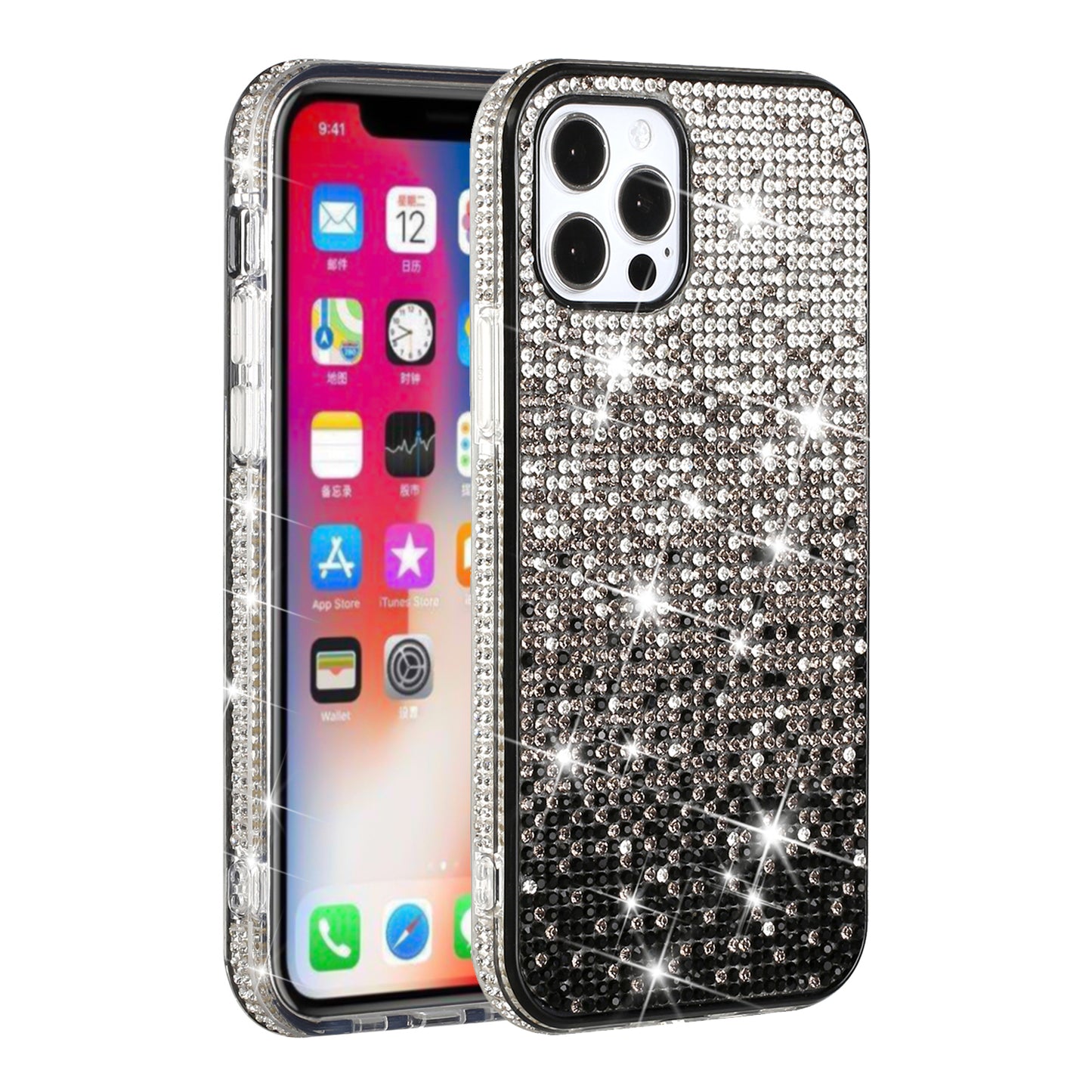 For Apple iPhone SE 2022 /SE 2020/8/7 Glitter Bling TPU Sparkle Diamond Rhinestone Shiny Full Cover Crystal Stones Back  Phone Case Cover