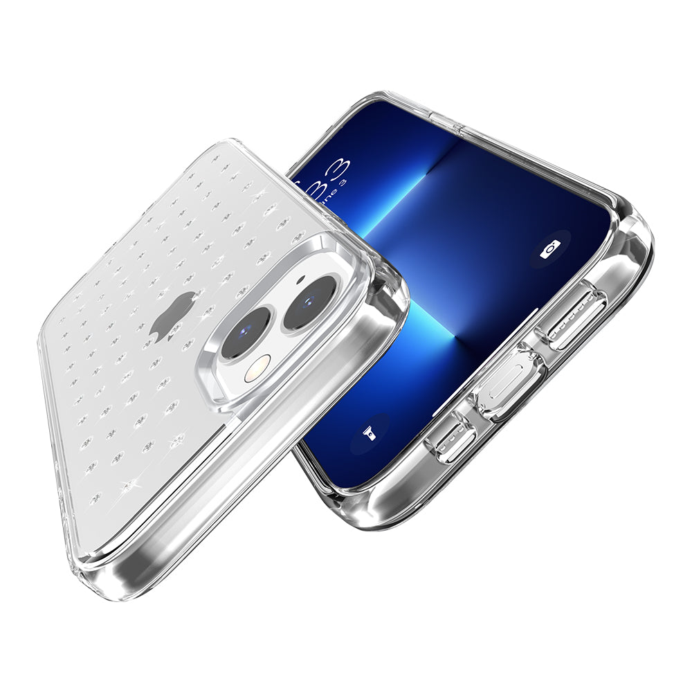 For Apple iPhone 14 /Pro Max Clarity Diamond Bling Sparkle Hybrid Hard PC Shell & Soft TPU Shock-Absorption Bumper  Phone Case Cover