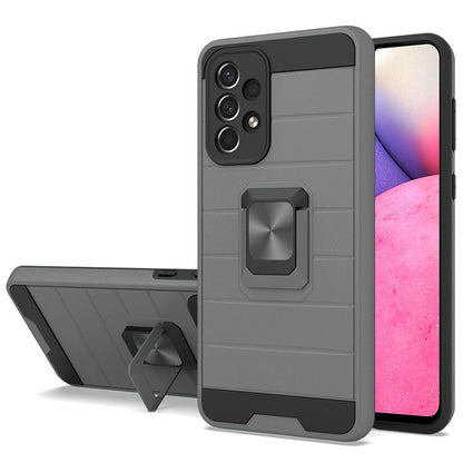 For Samsung Galaxy A33 5G Magnetic Ring Holder Rubber Hybrid Stand Kickstand Texture Rugged Armor Heavy Duty Military Grade  Phone Case Cover