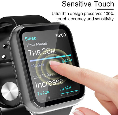 For Apple Watch 44mm Ultra Clear Transparent PC with Built in Screen Protector Snap-on Full Coverage Shell Rubber TPU + Hard PC Frame for iWatch Series SE/6/5/4 Clear Phone Case Cover