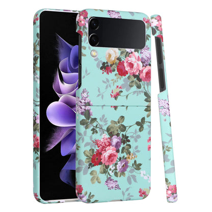 For Samsung Galaxy Z Flip 4 5G Bliss Floral Stylish Design Hybrid Rubber TPU Hard PC Shockproof Armor Slim  Phone Case Cover