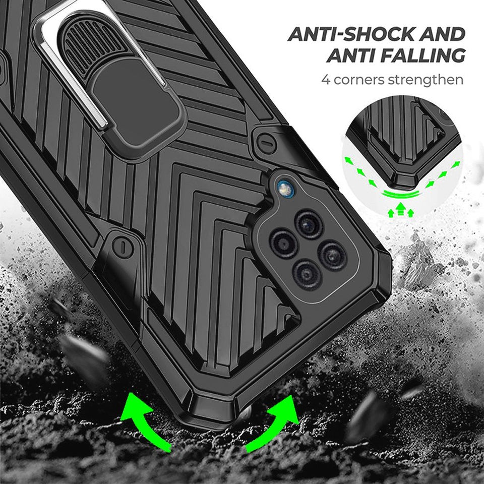 For Apple iPhone 13 (6.1") with Magnetic Ring Holder 360° Rotating Kickstand PC & TPU Dual Layer Hybrid Full-Body Drop Proof Rugged  Phone Case Cover