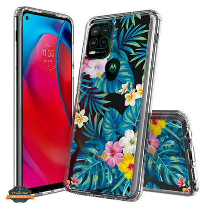 For Motorola Moto G Stylus 5G 2021 Floral Patterns Design Transparent TPU Silicone Shock Absorption Bumper Slim Hard  Phone Case Cover