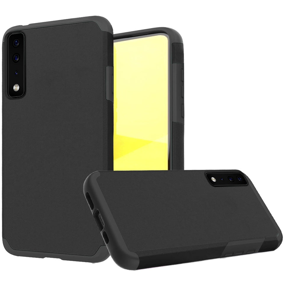 For Samsung Galaxy A73 5G Slim Corner Protection Shock Absorption Hybrid Dual Layer Hard TPU Rubber Armor Defender Black Phone Case Cover