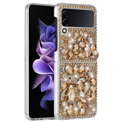 For Samsung Galaxy Z Flip 3 5G Bling Clear Crystal 3D Full Diamonds Luxury Sparkle Transparent Rhinestone Hybrid  Phone Case Cover
