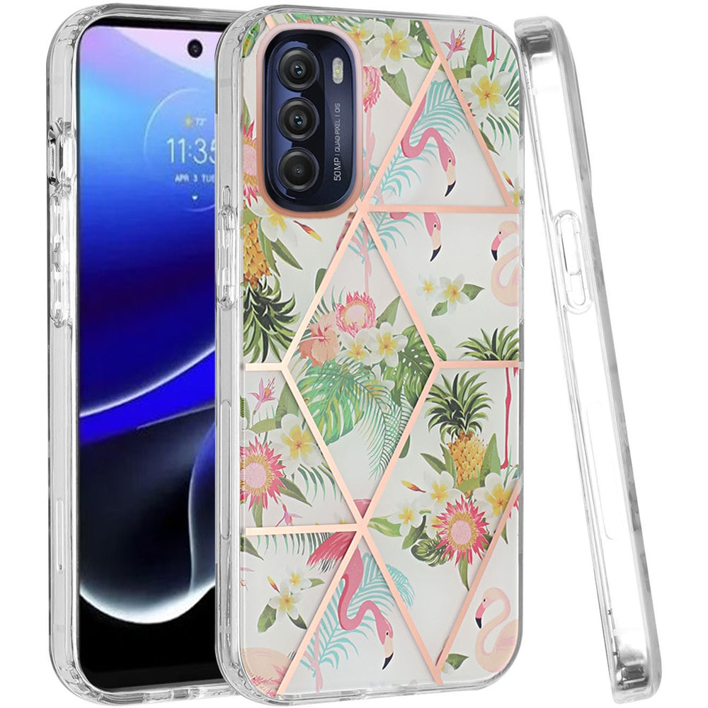 For Motorola Moto G Stylus 5G 2022 Fashion Floral IMD Design Flower Pattern Hybrid Hard PC Rubber TPU Slim Shockproof  Phone Case Cover